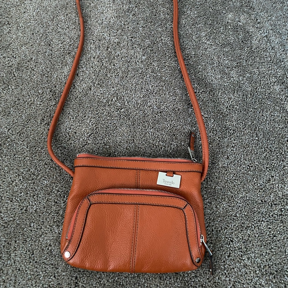 Tignanello orange leather crossbody bag